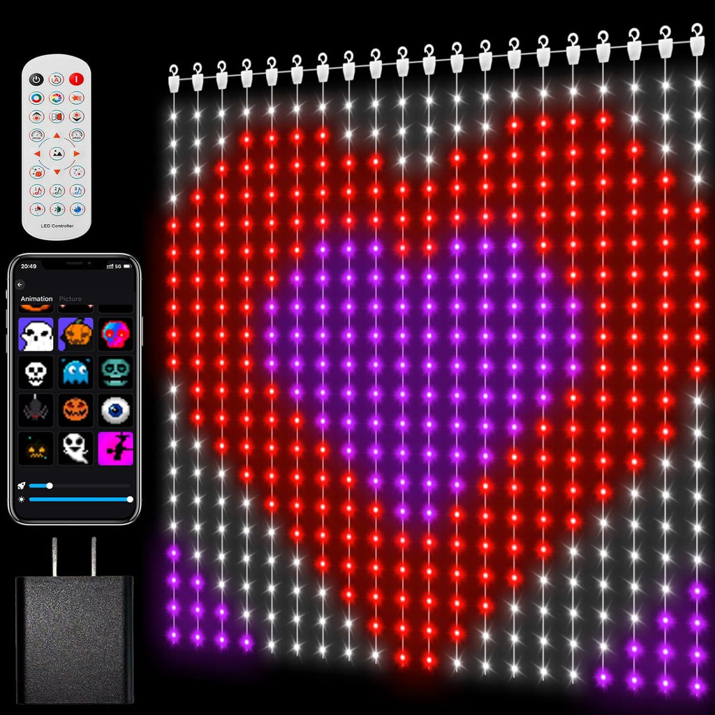 CoziTech Smart Curtain Lights, Color Changing 400 LED Curtain Lights 6.6 * 6.6 FT, RGB DIY String LED Flag Fairy Light for Backdrop Party Indoor Outdoor Holiday Decor(APP +Remote Control)