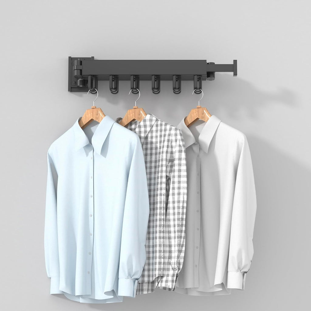 wall Mounted Clothes Drying Folding Hanger Rack for Laundry Room