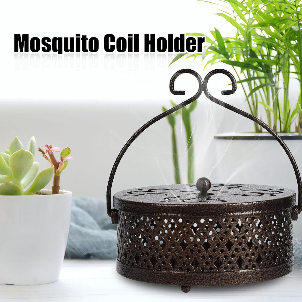 4 Pieces Mosquito Coil Holder Incense Coil Burner Indoor Outdoor Camping Use Portable Coil Holder Incense Burner Holder (Bronze Rhombus)