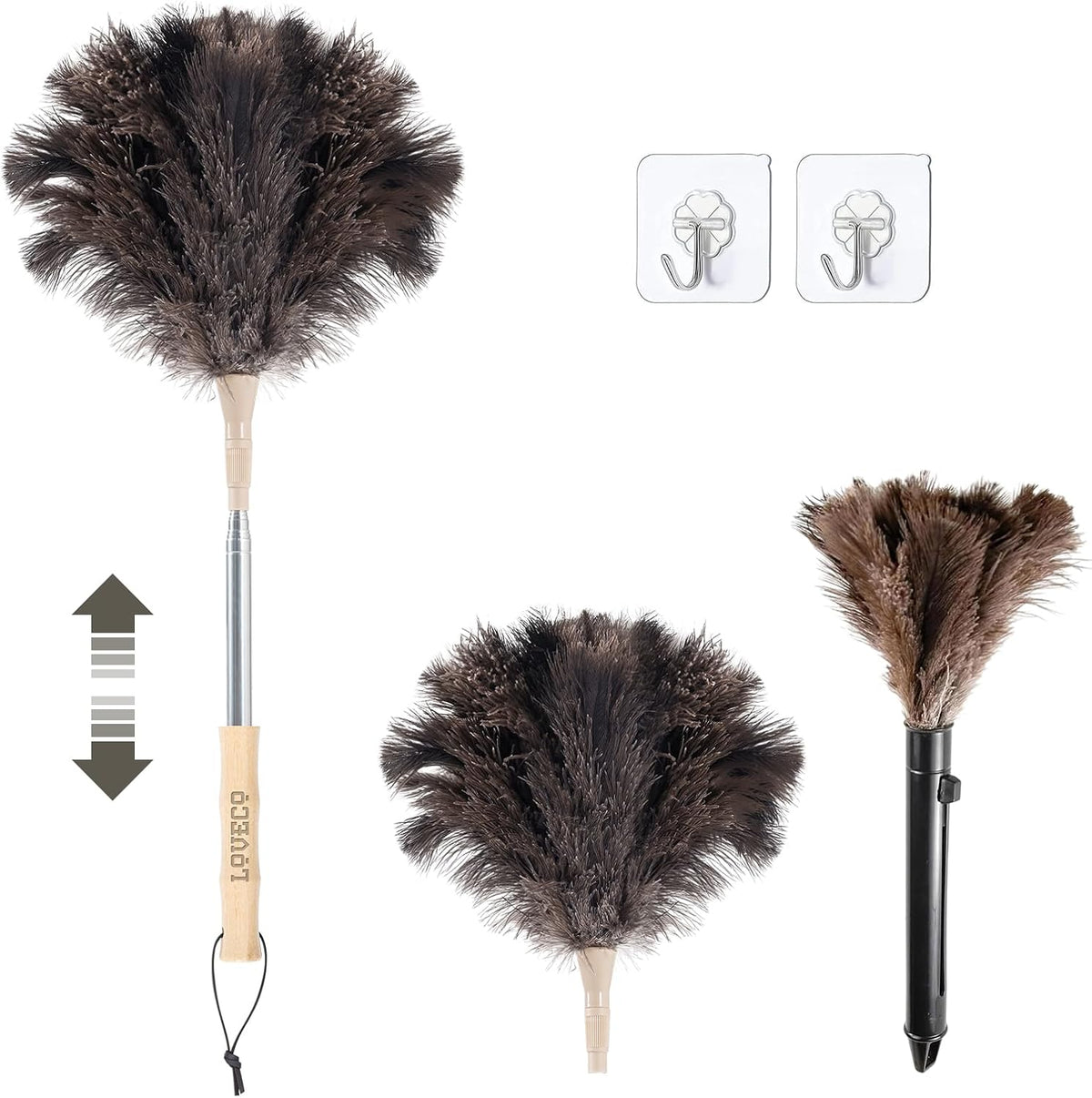 Ostrich Feather Dusters for Cleaning Kit - Soft Feather Duster Extendable