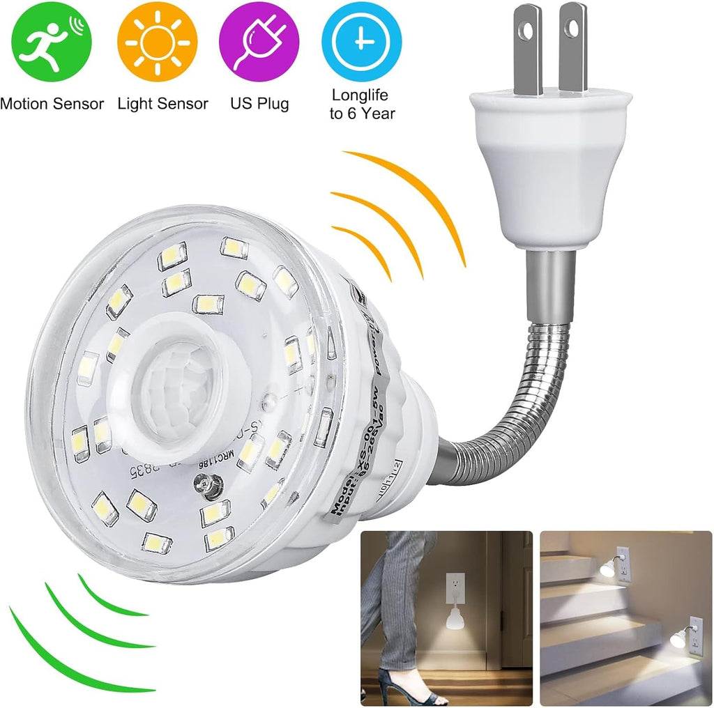 Plug in Motion Sensor Night Light Indoor, PIR Infrared Motion-Activated LED Night Light for AC Outlet,Dusk to Dawn Sensor Smartlight,360° Directional Rotating for Garage Stairway (3W 1pcs)