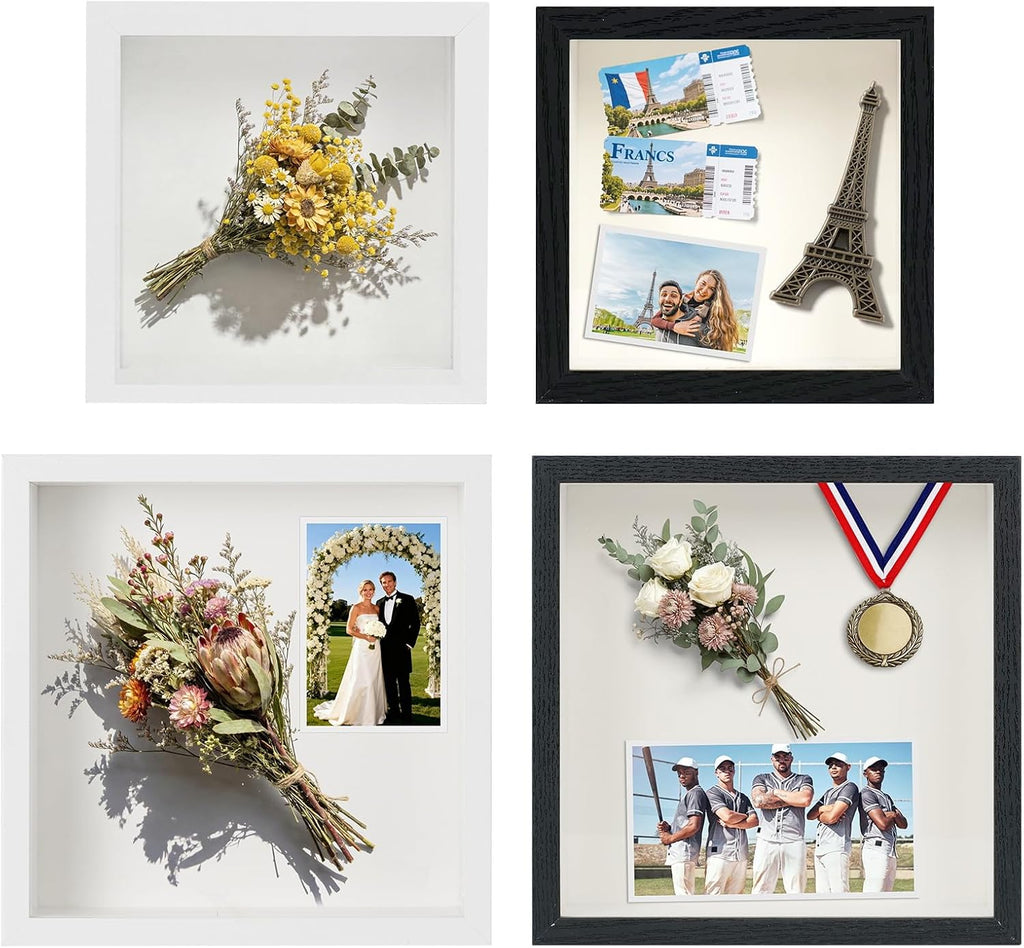 4 Pcs 8x10 Shadow Box Frame-1.96" Deep Keepsake Box 3D Picture Frame/White