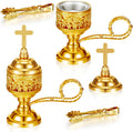 Zonon 2 Sets Incense Burner with Tong, Gold, Classic