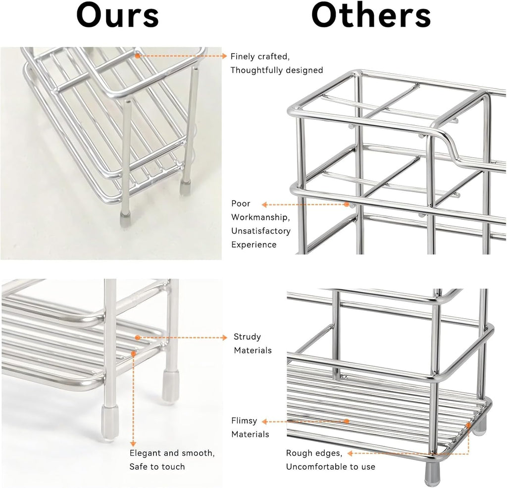 Stainless Steel Electric Toothbrush and Toothpaste Holder for Bathrooms