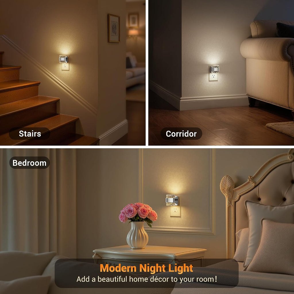 JandCase Night Light Sliver, Bubble Night Lights Plug into Wall Auto, Warm