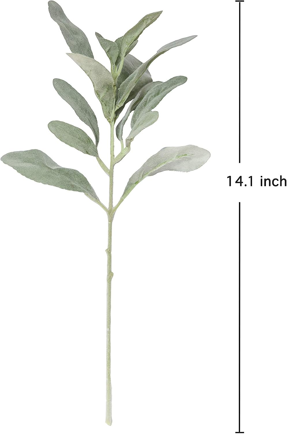 SUUKI 5Pcs Faux Lambs Ear Flocked Stems, Artificial Greenery Stems