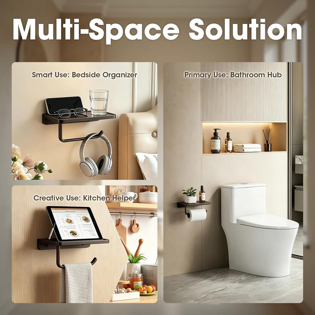 TRUSTMI Toilet Paper Holder with Shelf & Phone Stand, Oil Rubbed Bronze