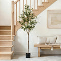 Artificial Olive Tree, 6FT Faux Olive Trees with Lifelike Olive Branches and Fruits, Fake Floor Plants with Pot for Indoor Home Office Living Room Outdoor Decor