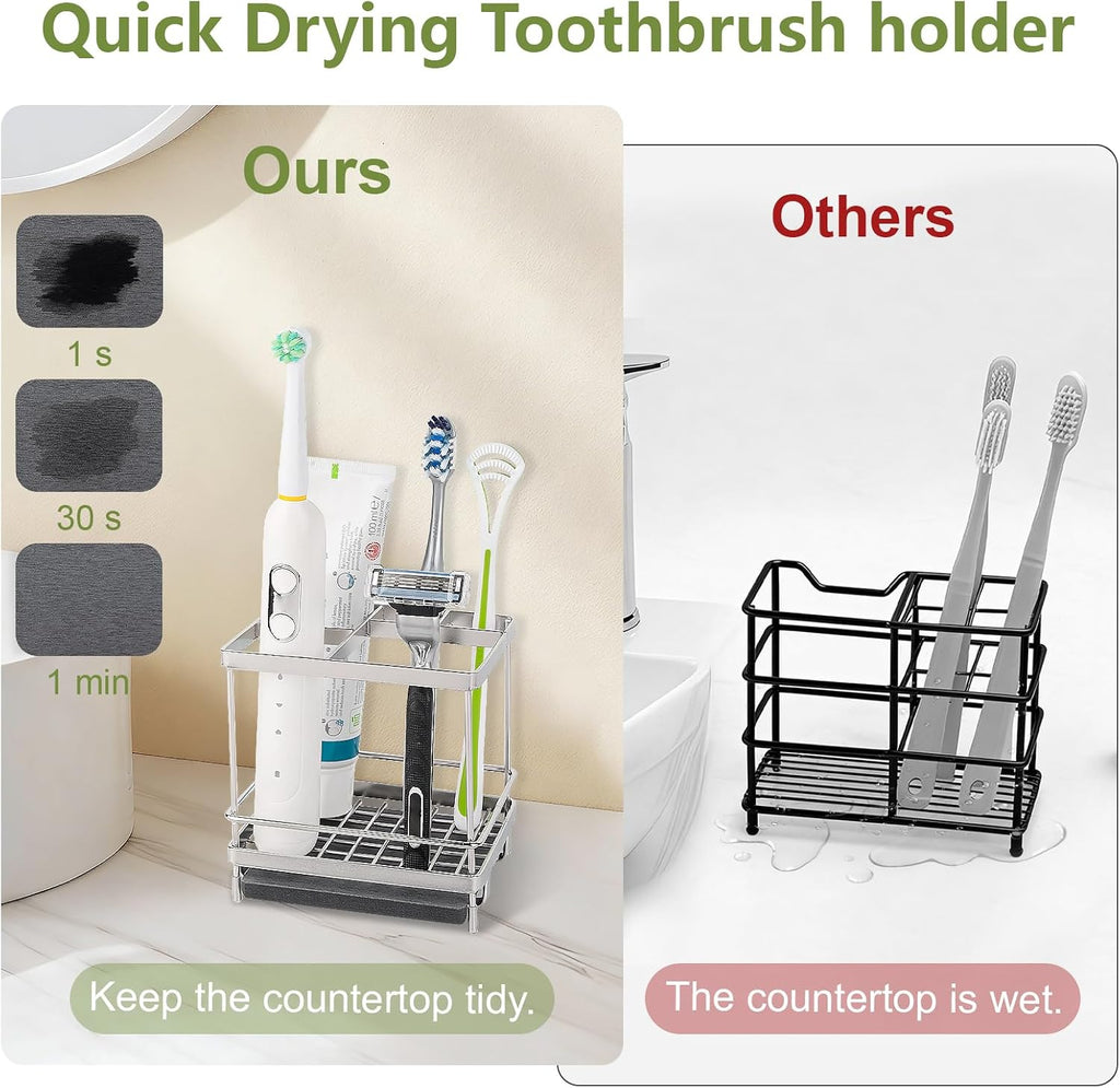 Electric Toothbrush Holders for Bathrooms Toothpaste Organizer, Sliver