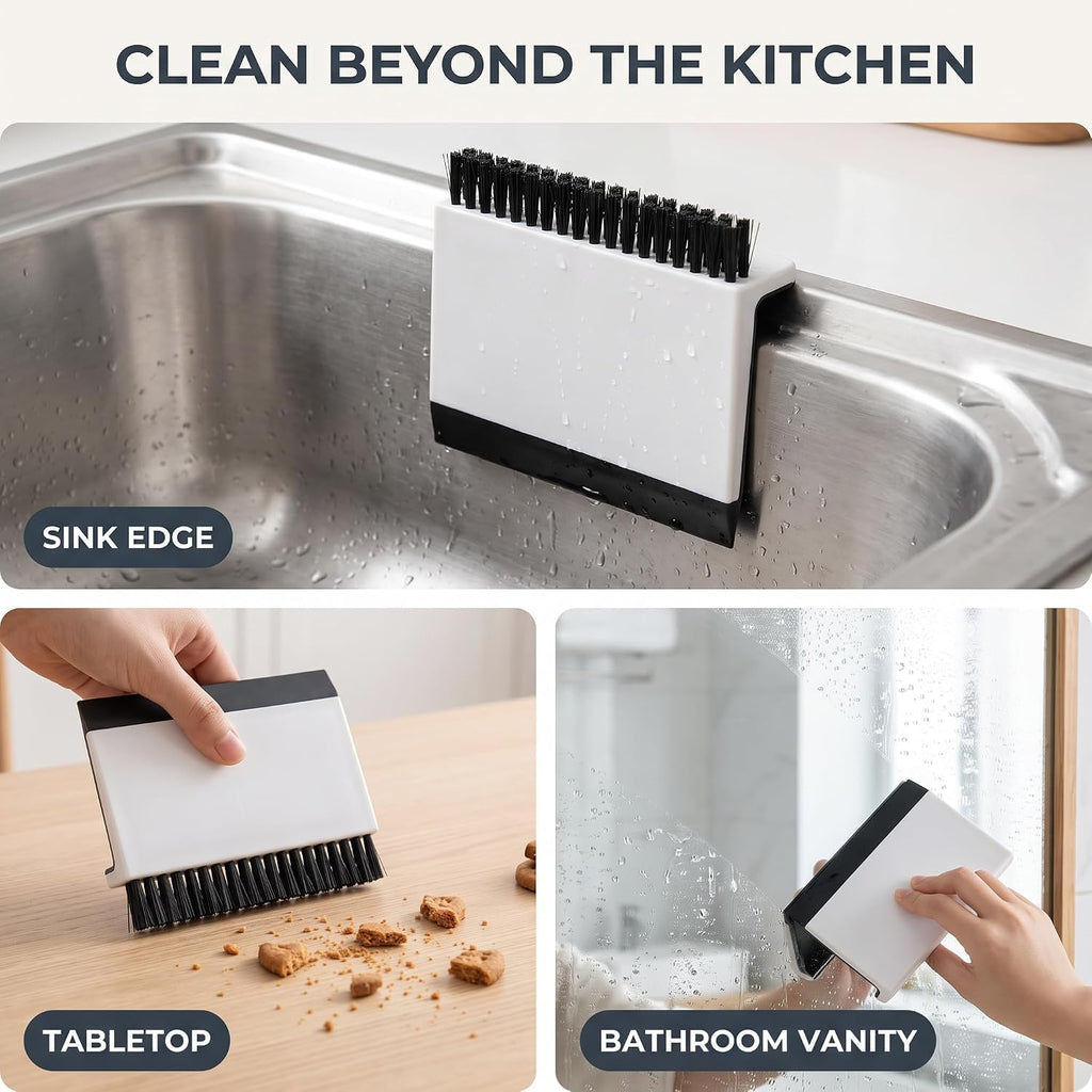 2 Pcs Black Kitchen Sink Squeegee Cleaner Countertop Brush Wiper Vegetable Cleaning Brush Wiper Home Kitchen Tool Accessories Fruit and Vegetable Cleaning Brushes