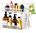 LEMIKKLE Countertop organizer for bathroom counter, bathroom organizers and storage, spice rack organizer for kitchen counter shelf with small basket(White)