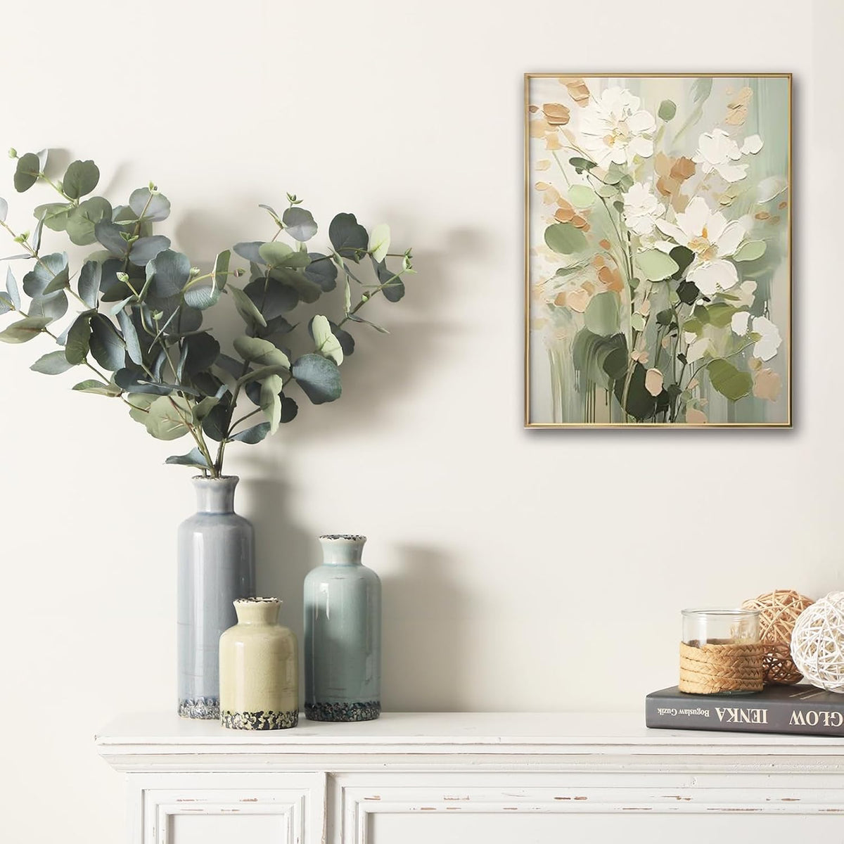 Ceramic Vase Set of 3, Flower Vases Home Decor, Neutral Pottery Rustic Farmhouse Decorative Vases Modern Decor for Table Mantel Entryway Bookshelf Living Room Kitchen Bedroom - Multicolor