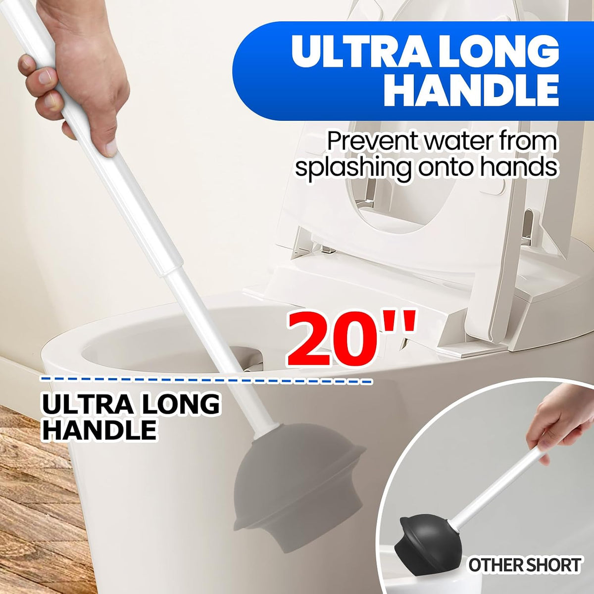 4in1 Toilet Plunger and Brush Set - Home Bathroom Cleaning Tools