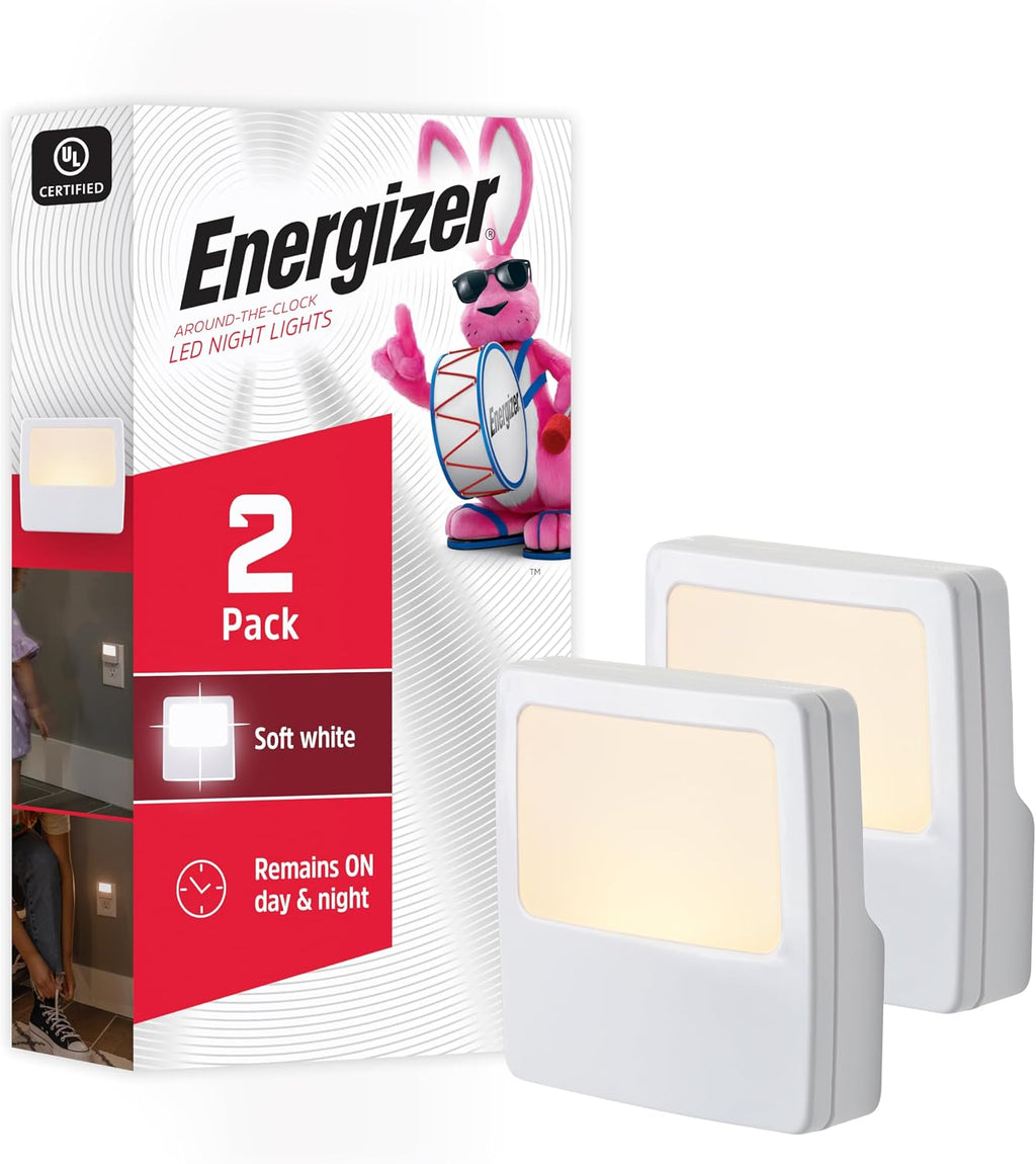 Energizer Night Lights Plug into Wall, 2-Pack, LED Plug in Nightlight