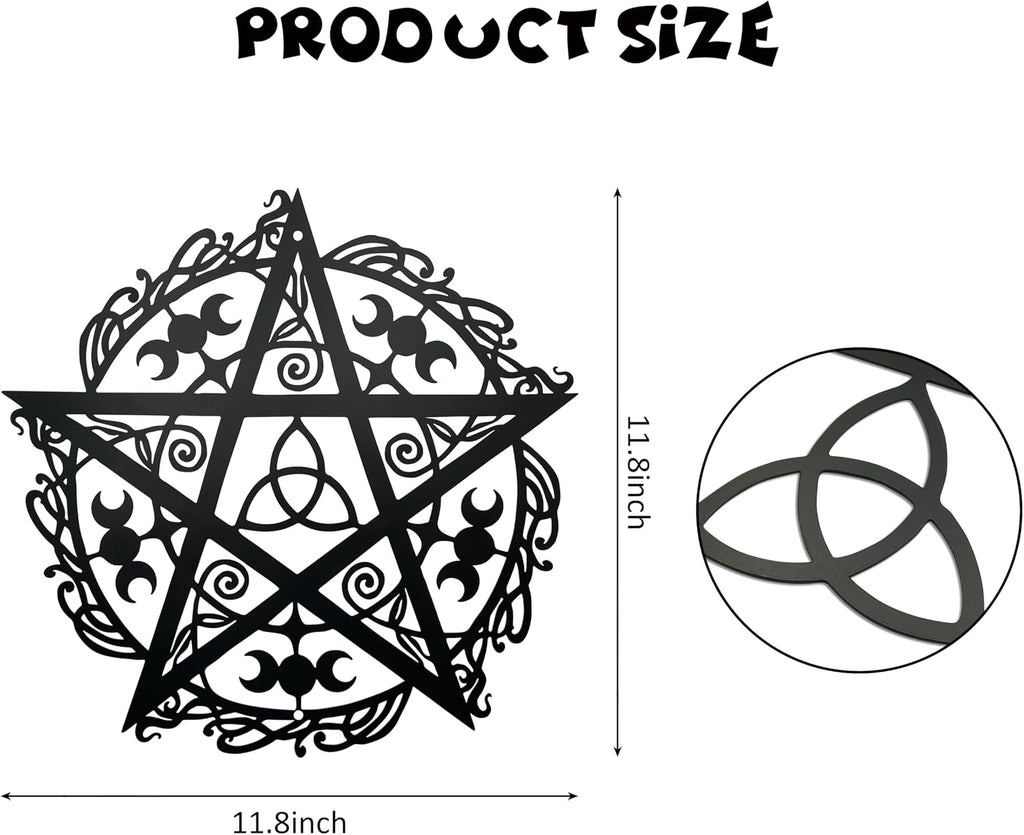 AWISBI Witchy Wall Decor, Triple Moon Pentagram Metal Art for Gothic Home