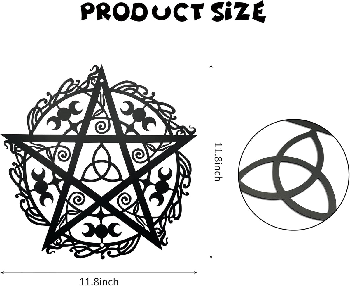 AWISBI Witchy Wall Decor, Triple Moon Pentagram Metal Art for Gothic Home
