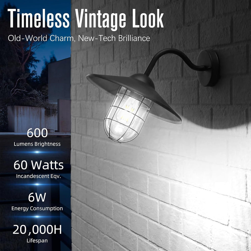 LED Edison Bulbs Dimmable, E26 Bulb 60 watt Equivalent, Cool White 4000K