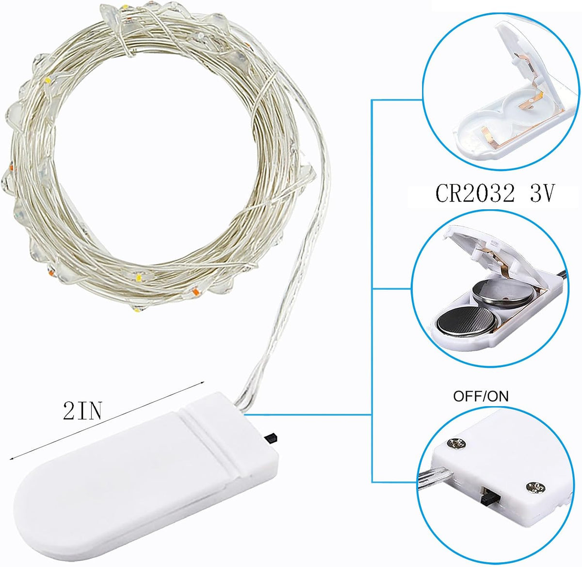12 Pack 20 LEDs Fairy Lights Battery Operated String Lights - 7 ft Mini Silver Wire Firefly Starry Moon Lights for Mason Jars DIY Wedding Party Bedroom Christmas Decor (Blue)