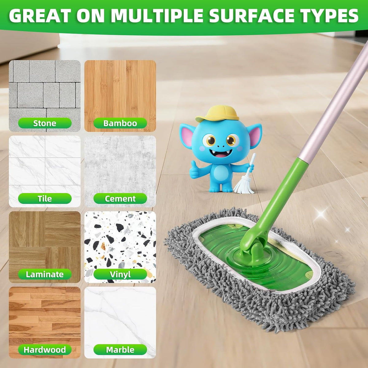 6 Pack Reusable Mop Pads for Swiffer, Microfiber Dry Sweeping Cloths