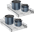 OCG Pull Out Cabinet Organizer 2 Pack (12" W x 21" D), Pull out Shelves 1 Tier, Cabinet Slide Out Shelves for Base Cabinet Organization in Kitchen Bathroom Pantry, Bottom Mount, Chrome Finish