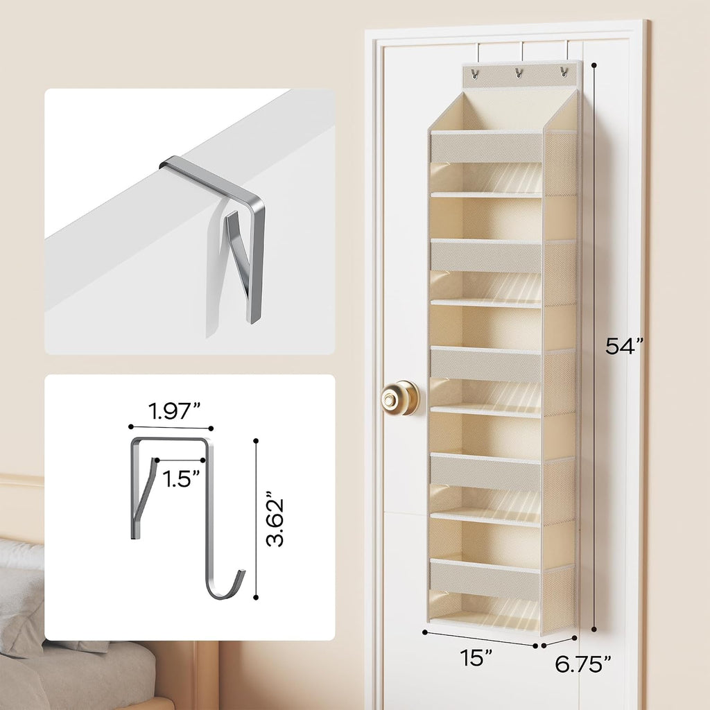 MAX Houser 5-Shelf Over The Door Hanging Organizer for Bathroom, Beige