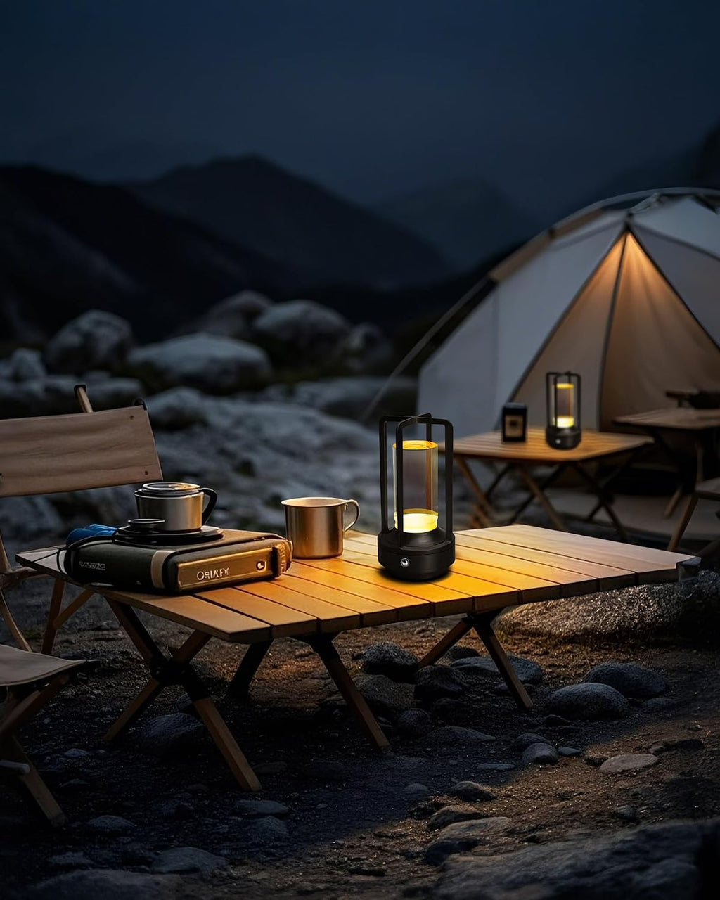 Set of 2 Cordless Table Lamps Rechargeable Desk Lamps Black