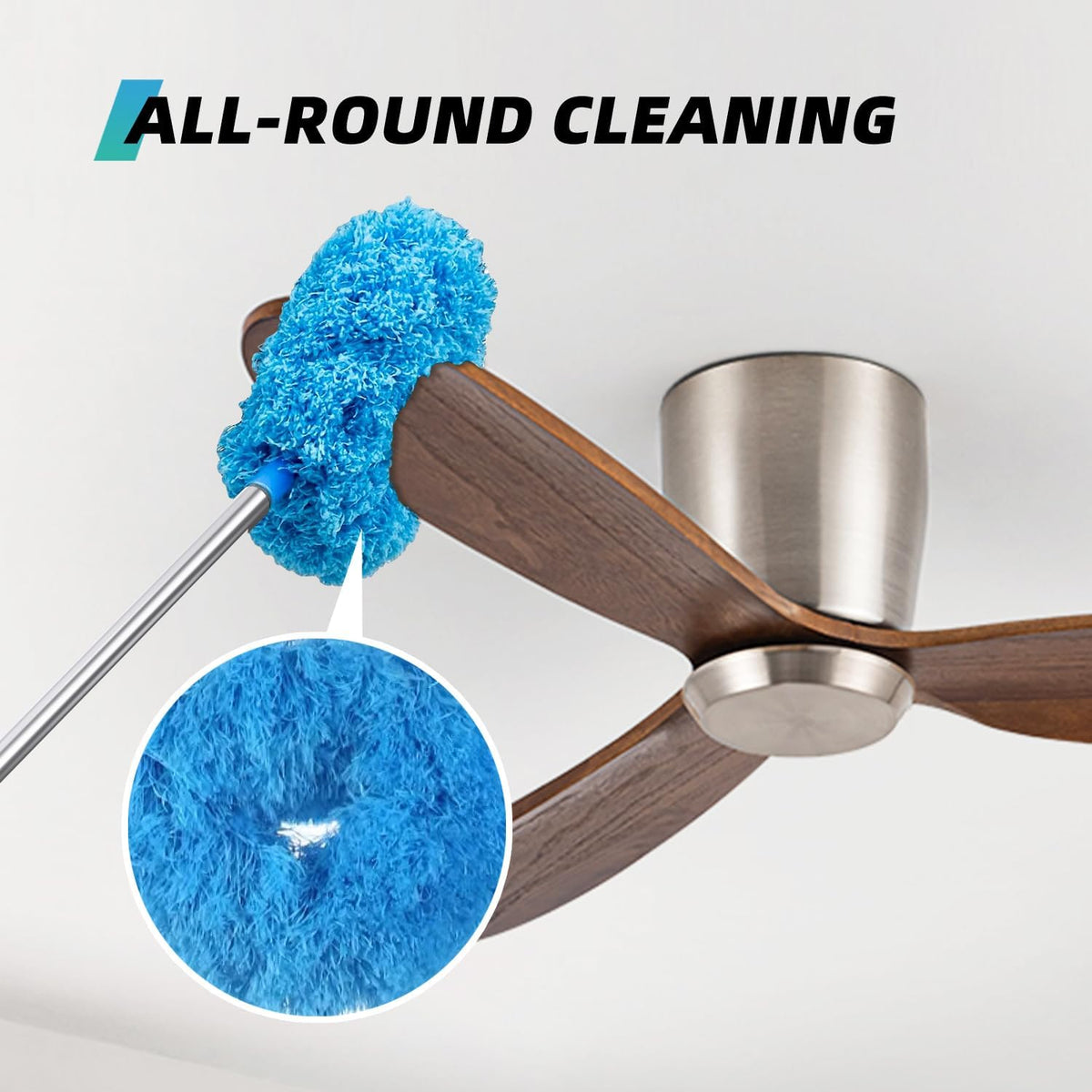 DRQ Ceiling Fan Cleaner Duster with 13-48 in Extension Pole, Blue, 2 Pack