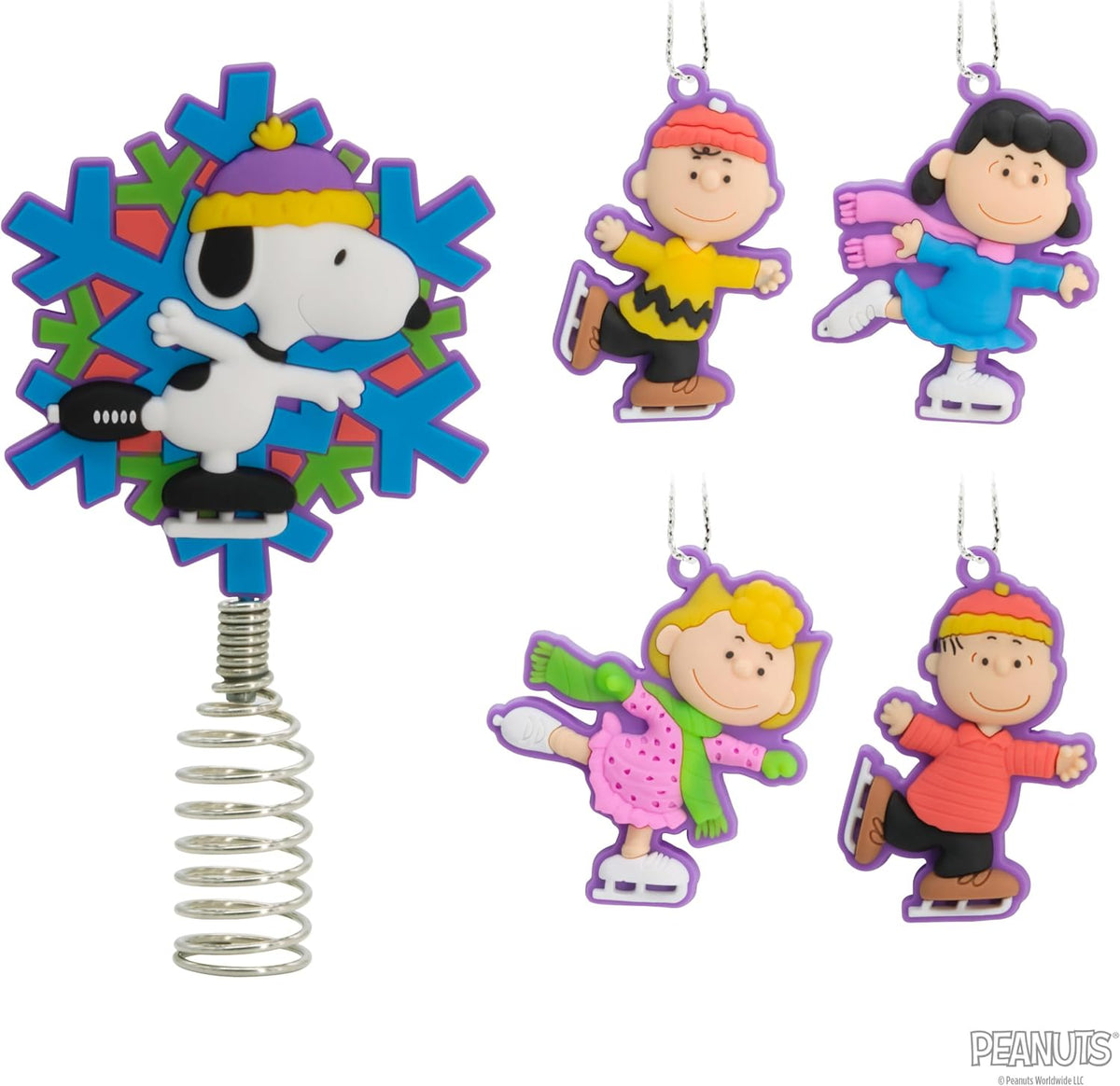Hallmark Peanuts Mini Christmas Tree Topper and Ornaments, Set of 5
