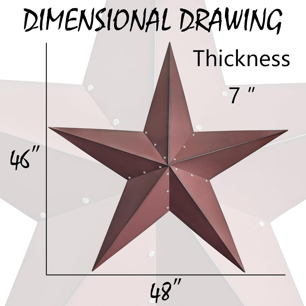 COOZZYHOUR 48Inch Large Metal Barn Star Outdoor Wall art Decor-Americana Exterior House Decor-Metal Star for Outside Texas Stars Art Rustic Vintage Western Country Home Farmhouse Decoration