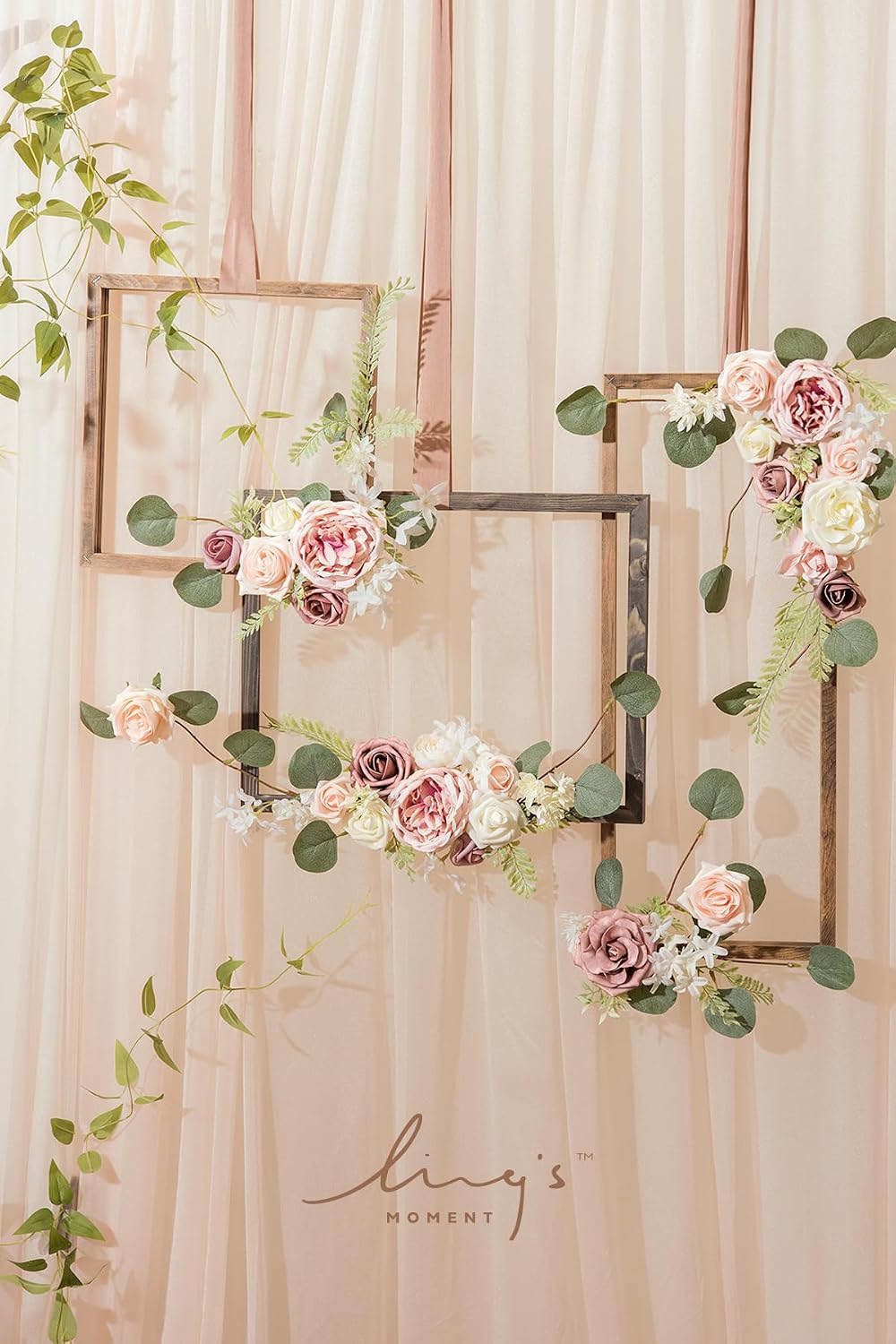 Ling's moment Artificial Flowers Silk Austin Roses Silk Flowers Artificial Roses w/Stem for Wedding Bouquets Centerpieces Party Home Decoration