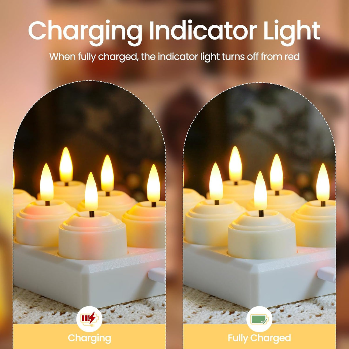 Rechargeable LED Set of 12 Tea Light Remote Candles with Charging Station, Ivory Base Timer Flameless Flickering Plastic Votive 1.6" x2.2" Tealights (2.5 Hrs Fast Charge, 100 Hrs Long Lasting)