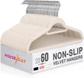 HOUSE DAY Velvet Hangers with Tie Bar 60 Pack, Clothes Hanger Non-Slip