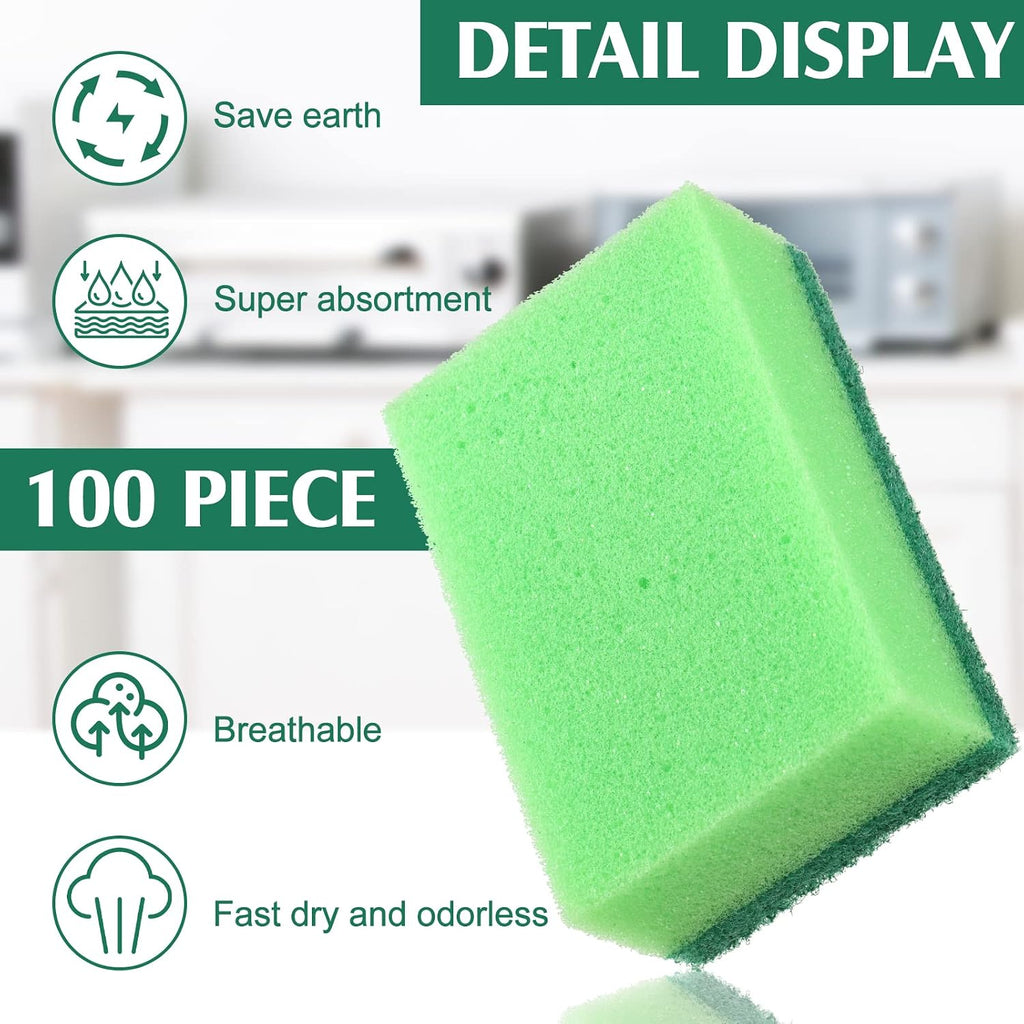 Patelai 100 Pcs 100 Pcs Heavy Duty Sponges Bulk Dish Sponges, 4 Colors