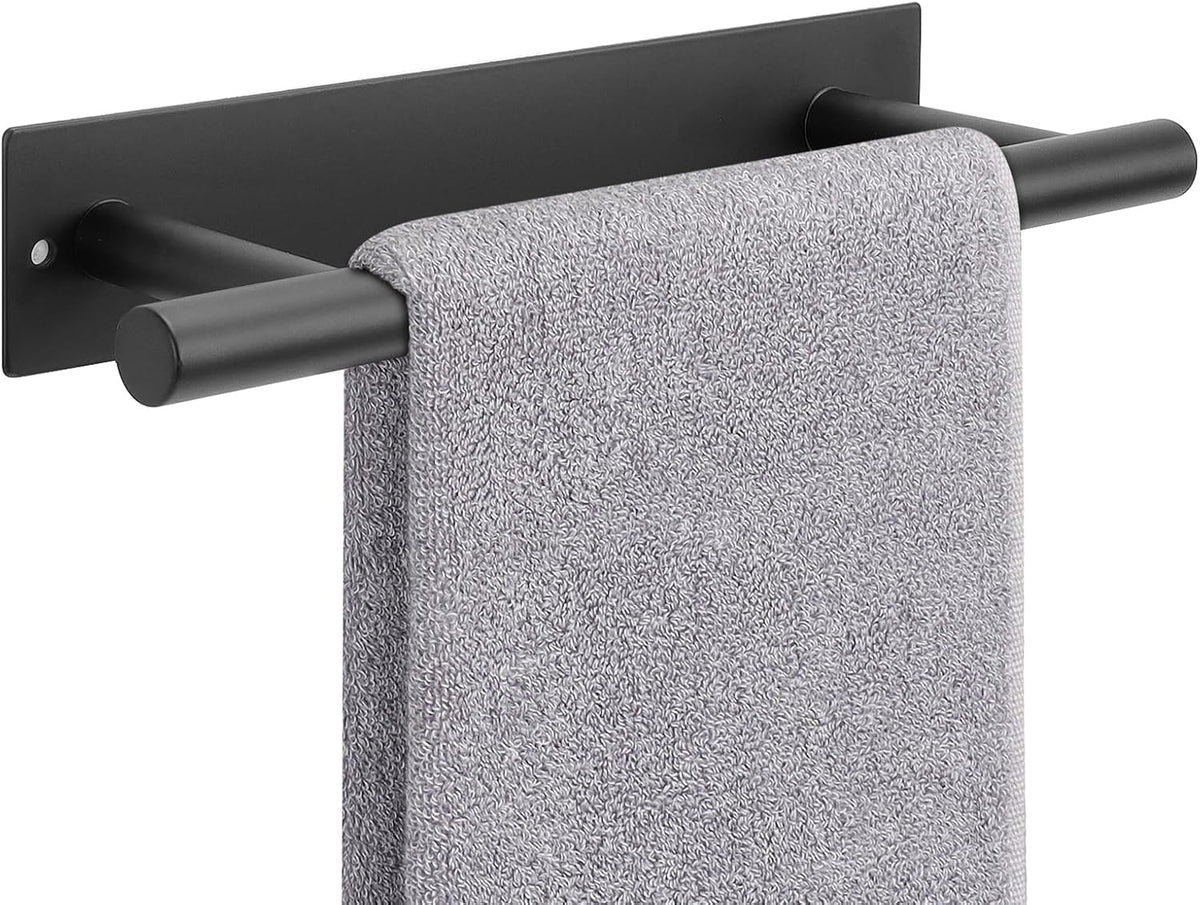 NearMoon Self Adhesive Hand Towel Holder/Towel Ring, Stainless Steel Hand Towel Bar Rustproof Stick on Wall-Towel Rack for Bathroom/Kitchen, Sticky and Wall Mounted (1, Matte Black)