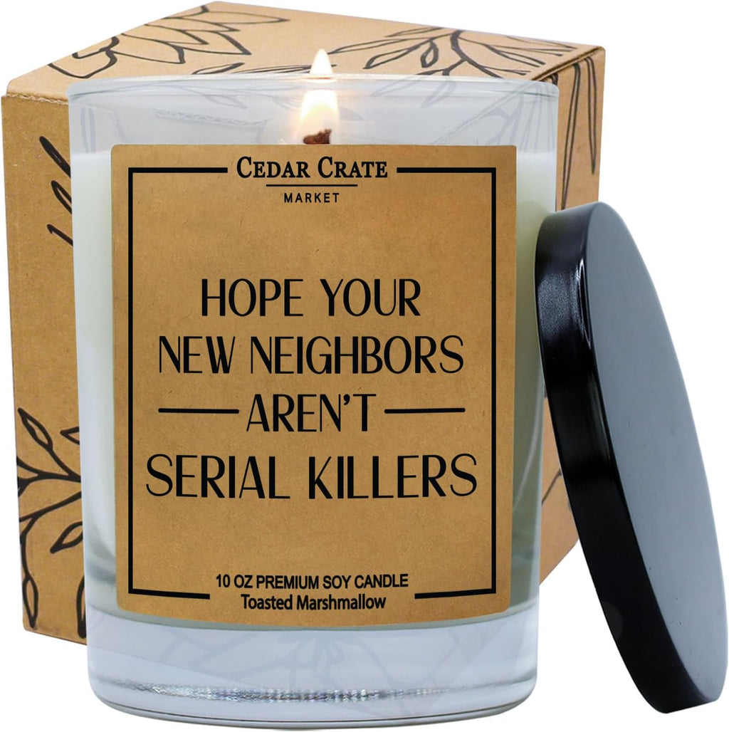 House Warming Gifts New Home - Funny Housewarming Gifts for Women, Men - Small, New Old House, First Apartment, Hello Neighbor, Closing for Buyers, Welcome Decorations, 100% Soy Candle