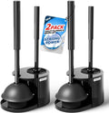 FORASTO 2Pack 2 in 1 Toilet Brush and Plunger Set, Extended Handle Plunger,Toilet Bowl Brush Plunger Set,Bathroom Cleaning Tools,Toilet Brush Plunger Combo,Cleaning Supplies，Black
