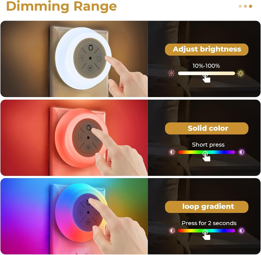 Dawnrise Night Lights Plug Into Wall with 12-Color Changing, 4 Pack