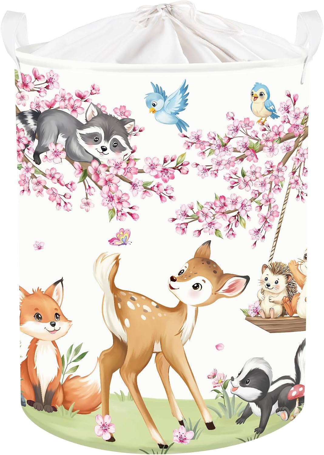 Clasty Animal Flower Kid Storage Basket Foldable Laundry Hamper, 45L Deer