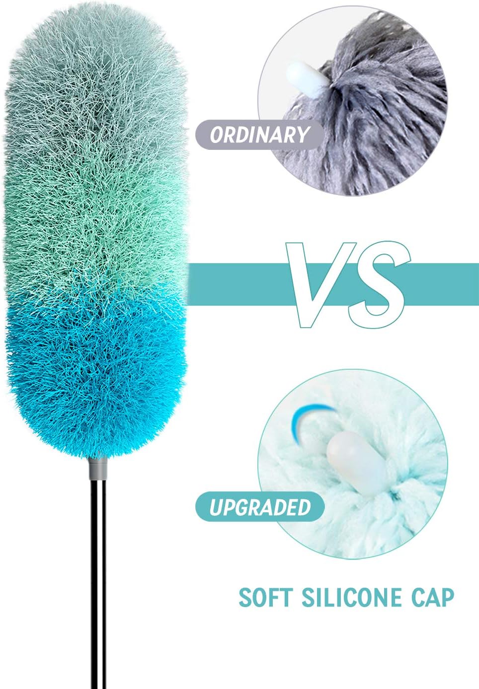 BOOMJOY Microfiber Feather Duster with 100 inches Extension Pole, Dusters for Cleaning High Ceiling, Fan, Blinds, Furniture
