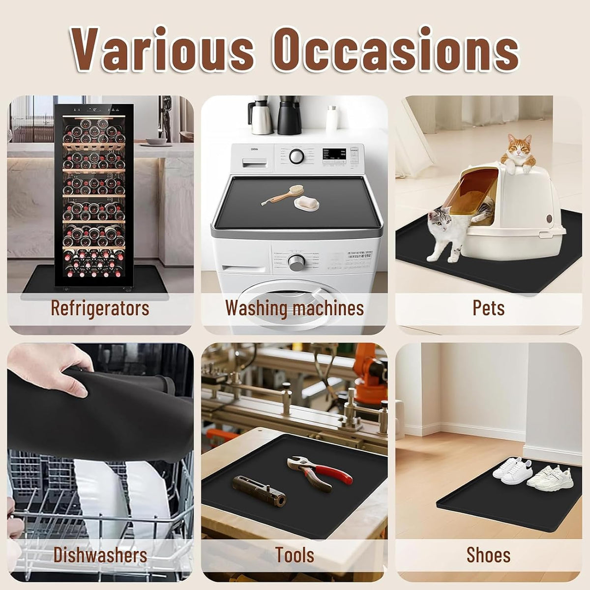 Dehumidifier Drip Mat- 23.6'' x 19.7'' x 0.78'' Silicone Humidifier Drip Tray,Non-Slip,Spill-Proof,Water proof Dehumidifier Drip Pan, Ideal for Portable Air Conditioner,Ice Maker,Water Cooler-Grey
