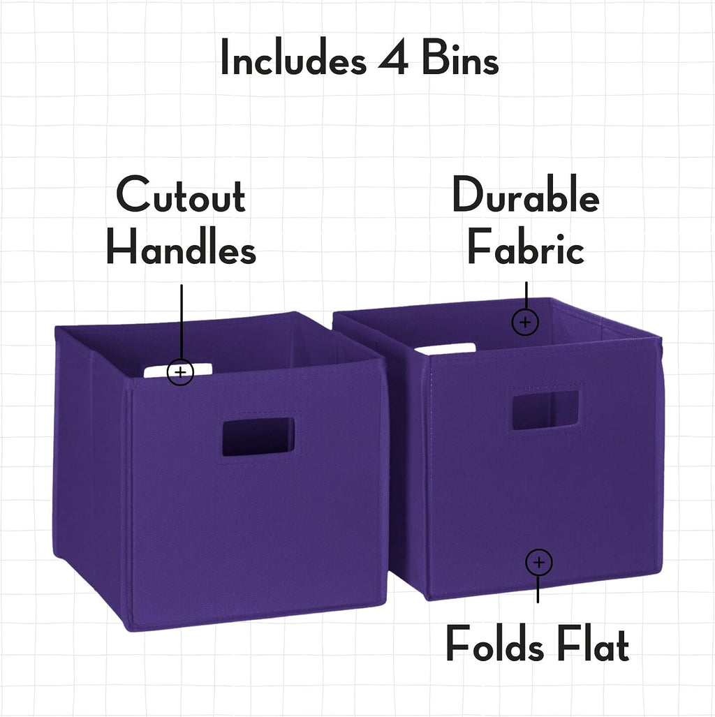 RiverRidge Folding Storage Bins - 4-pack of 10in Tall Dark Purple Cubes