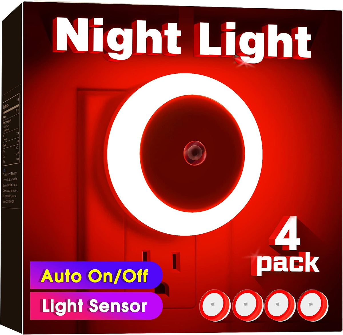 Briignite Night Lights Plug into Wall Red Night Light Dusk to Dawn Sensor