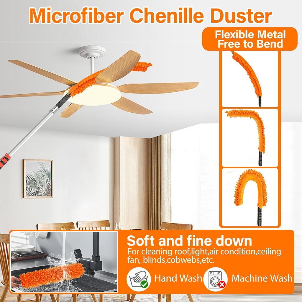 30FT High Reach Duster Cleaning Kit with 5-24 FT Extension Pole