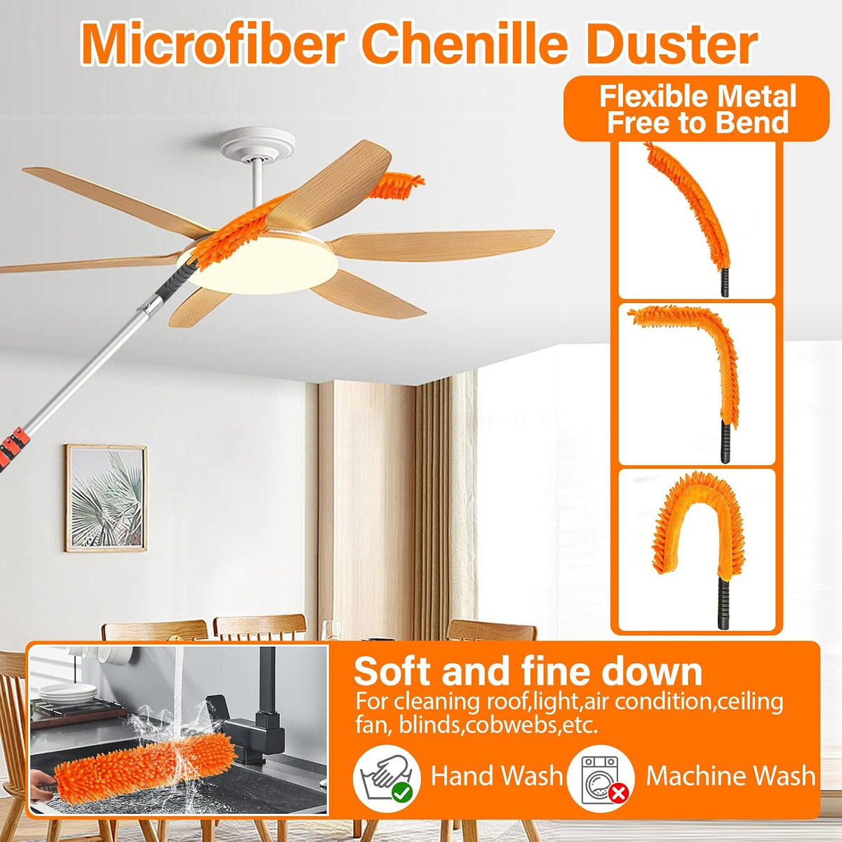 30FT High Reach Duster Cleaning Kit with 5-24 FT Extension Pole