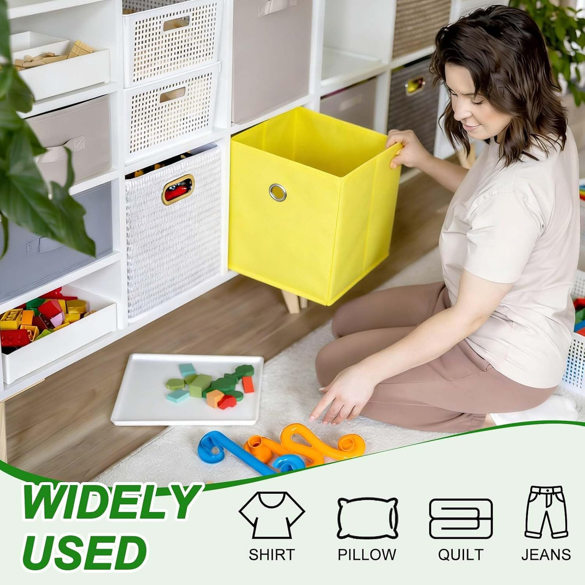uxcell 3 Pack Storage Cubes 11x11x11 for Organizing Dark Red
