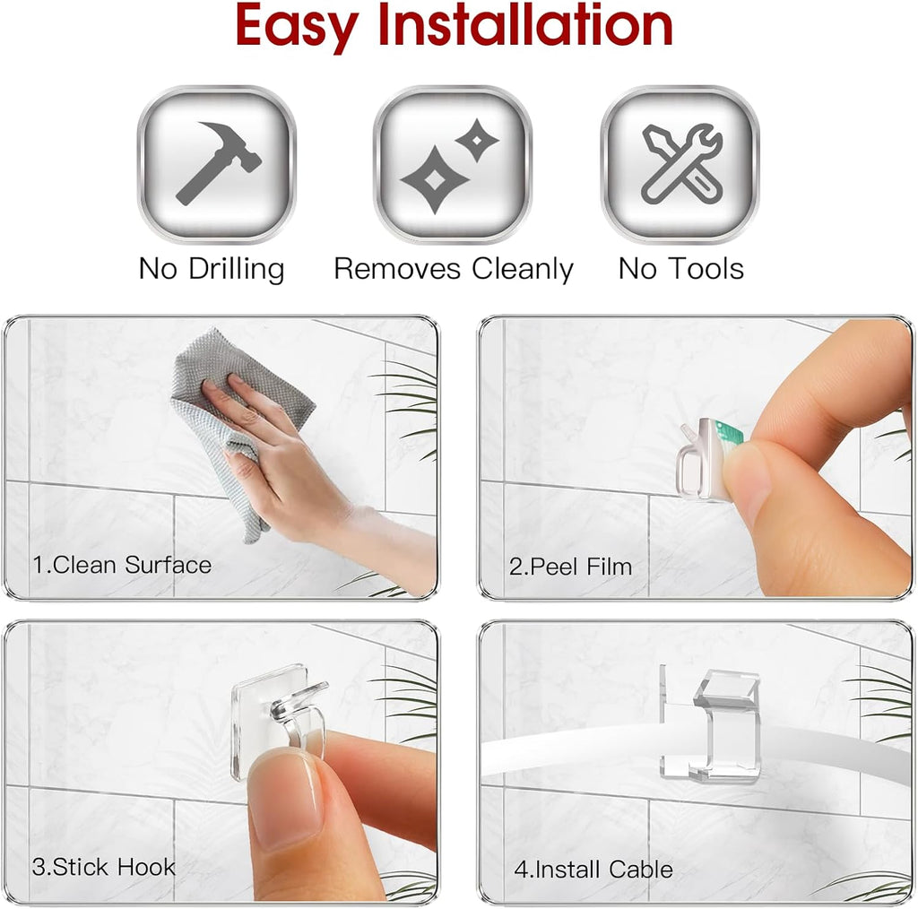 120PCS Heavy-Duty Adhesive Cable Clips, Clear Traceless Cord Organizer & Wire Holders for Wall, Desk, Car, LED Strips and Outdoor Lights (Small)