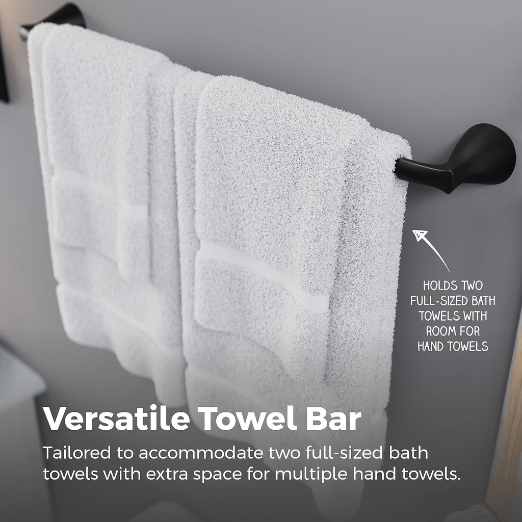 Pfister Willa Towel Bar BTBWLL2B, 24 in Wall Bathroom Hanger, Matte Black