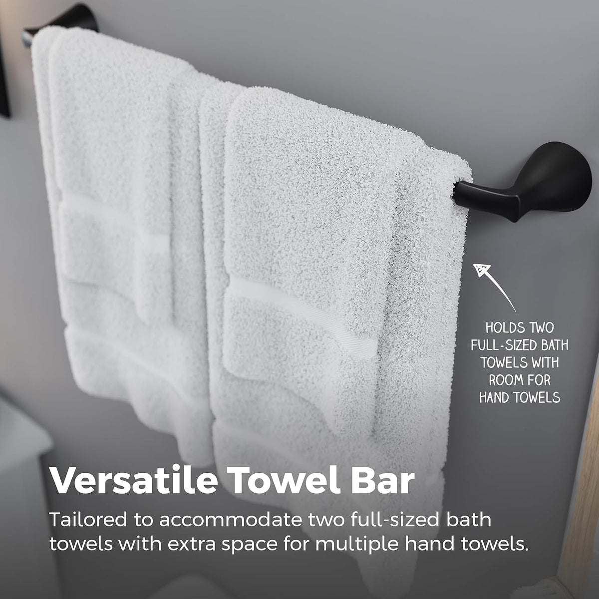 Pfister Willa Towel Bar BTBWLL2B, 24 in Wall Bathroom Hanger, Matte Black
