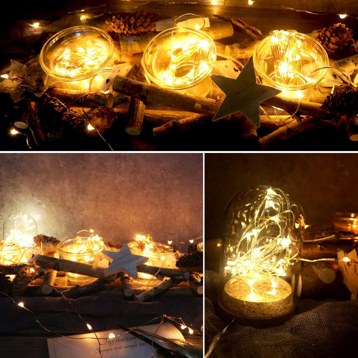 6 Pack Fairy Lights Battery Operated With Timer,2 Remotes,20 LED Warm White