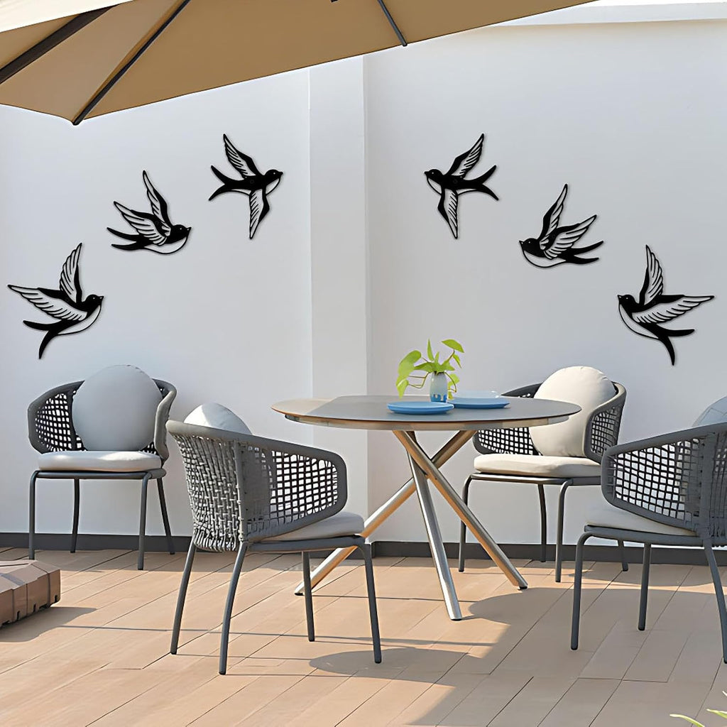 ESTART Metal Birds Wall Decor, 3 Pcs Black Birds Metal Wall Art